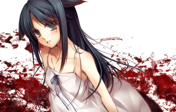 Look, blood, hair, dress, saya no uta, saya