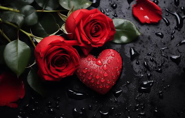 Love, flowers, gift, romance, heart, roses, love, Valentine's day