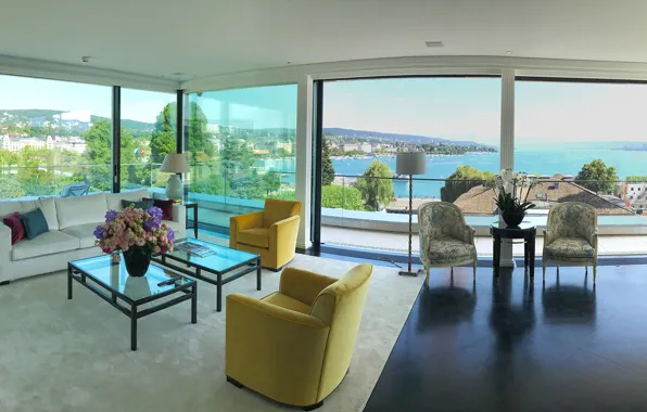 Interior, penthouse, penthouse, living room, Zurich