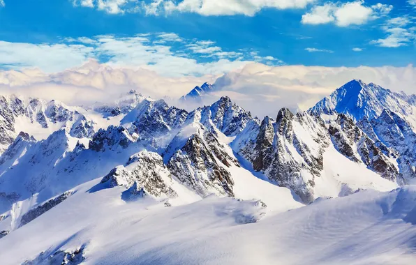 Ice, white, sky, landscape, winter, mountains, snow, switzerland