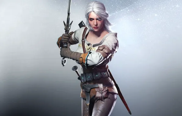 Download wallpaper Girl, Look, Sword, The Witcher, Scar, CD Projekt RED ...