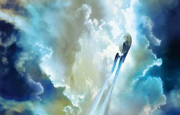 The sky, clouds, flight, fiction, Enterprise, Star trek, Star Trek, spaceship