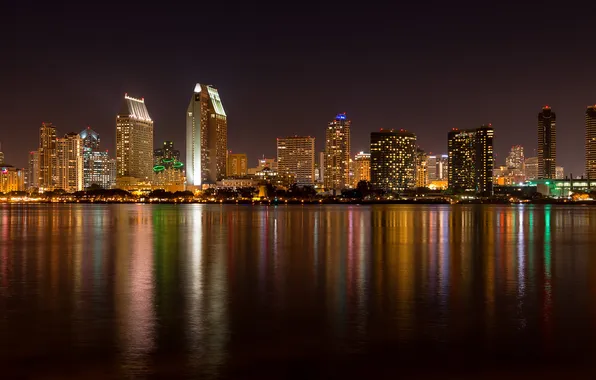Picture night lights, night city, San Diego