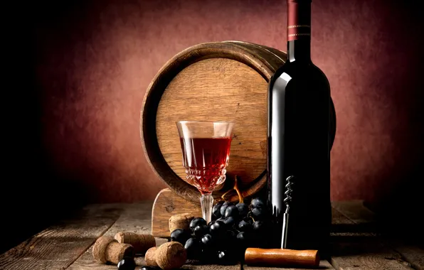 Picture table, wine, red, Board, glass, bottle, grapes, tube