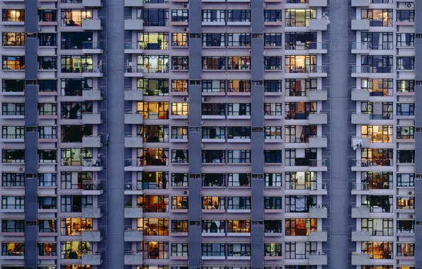 Picture windows, building, apartment