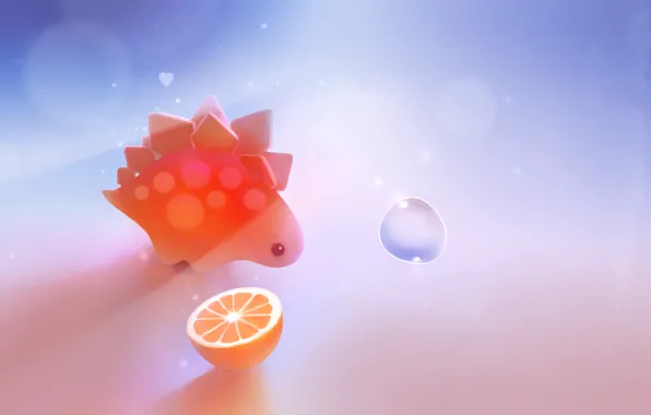 Orange, orange, dinosaur, bubble, heart, apofiss