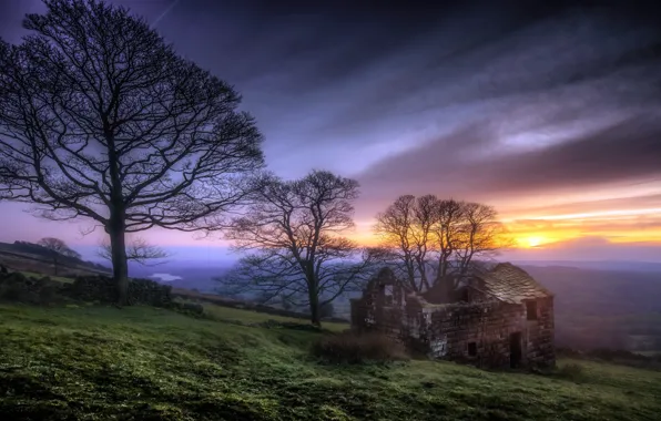 Picture landscape, sunset, tranquil, Peak District, Dusk, roaches