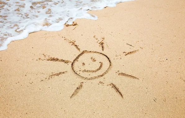 Picture sand, sea, beach, summer, foam, water, the sun, smile