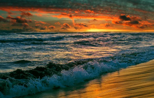 Picture the sky, the ocean, shore, the evening