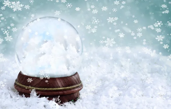 Picture winter, glass, snowflakes, background, ball