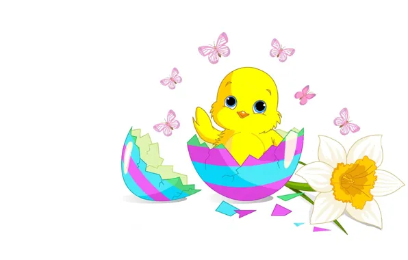 Picture holiday, egg, art, Easter, chicken, Easter, flower, children's