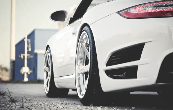 Picture 911, turbo, white, porsche, cars, auto, wallpapers, the view from the back