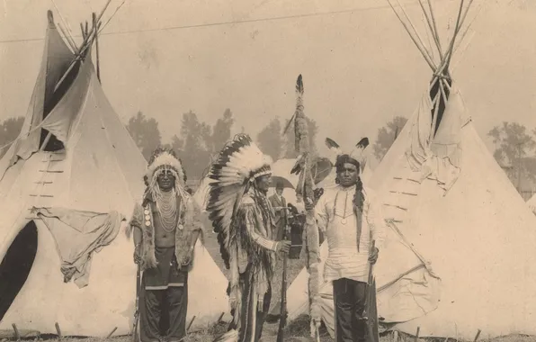 Picture native american, first people, Black Foot, Big Eagle, Sioux. Three members of the Sioux tribe …