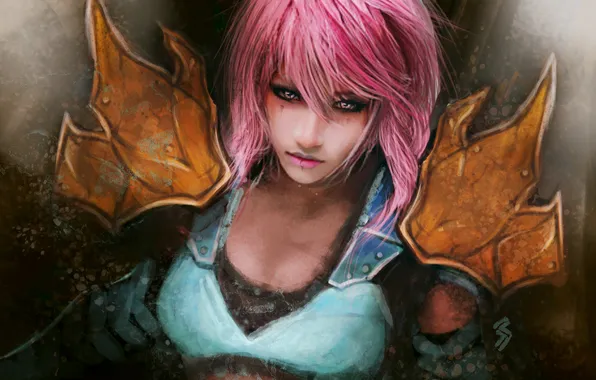 Look, girl, the game, art, Final Fantasy, pink hair