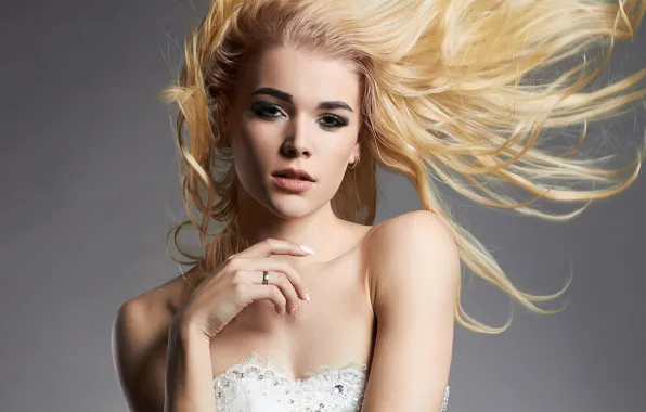 Picture look, pose, background, portrait, makeup, dress, hairstyle, blonde