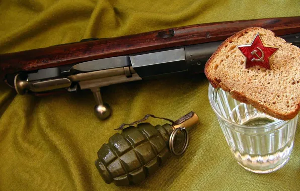 Picture USSR, BACKGROUND, RED, STAR, FABRIC, BREAD, GLASS, CORK