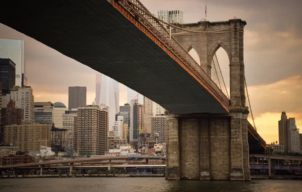 The city, building, New York, Brooklyn bridge, Brooklyn Bridge