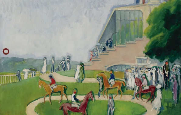 Oil, canvas, 1920, Kees van Board., Paddock at Deauville