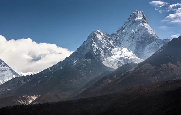 Picture clouds, snow, mountains, The Himalayas, AMA Dablam, Ama Dablam