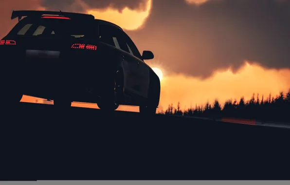 The sun, Audi, silhouette, RS-6