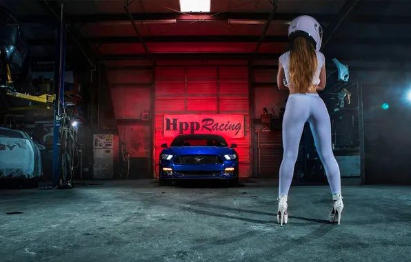 Mustang, Ford, Girl, Legs, Blue, Racing, Pearls, 2015