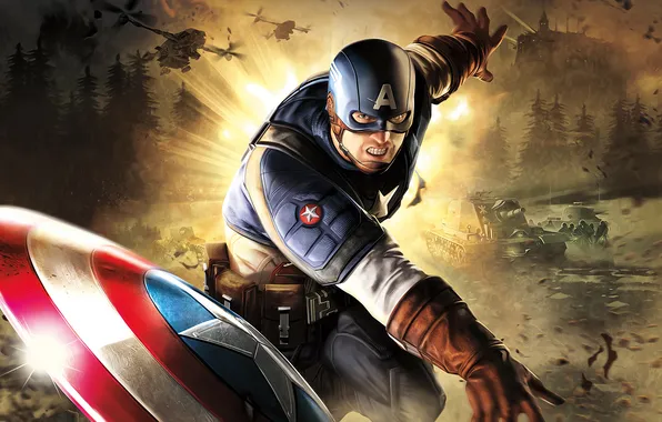 Helicopters, USA, tanks, Captain america