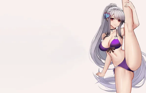 Girl, sexy, cleavage, long hair, boobs, anime, beautiful, red eyes