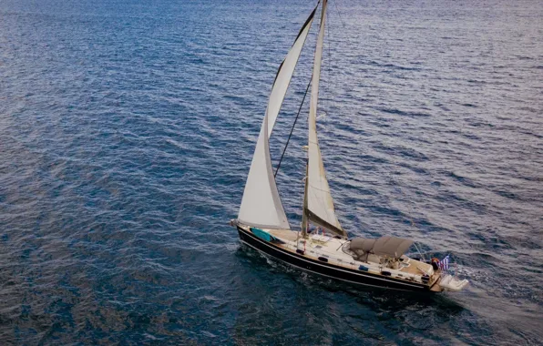 Sea, the way, the wind, yacht, Greece, top, sails, Yacht