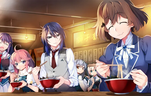 Girls, food, sticks, Grisaia: Phantom Trigger