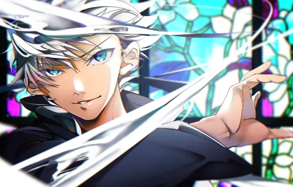 Stained glass, guy, Jujutsu Kaisen, Satoru Gojou