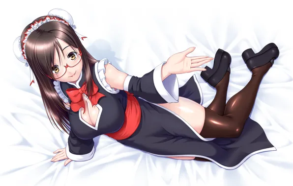 Girl, Pose, Bed, Sheets