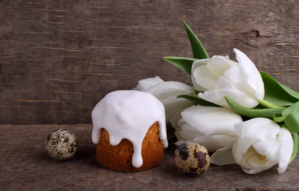 Holiday, eggs, Easter, tulips, cake