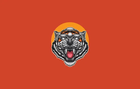 Minimalism, Tiger, Style, Mouth, Background, Face, Predator, Art