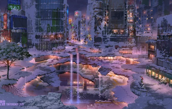 Winter, Tokyo, ruins