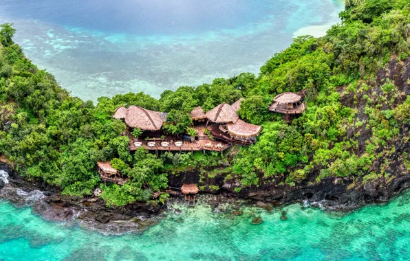 Picture sea, coast, jungle, stones, resort, aerial view