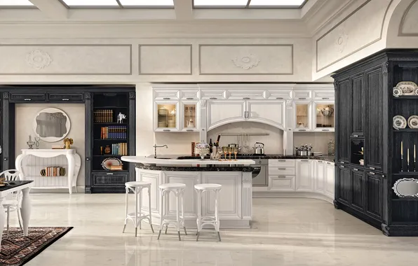 Style, Villa, interior, library, dining room, Italian design, great cuisine, Beautiful Kitchen