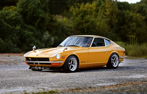 Wallpaper wheels, yellow, Datsun, 240Z, hrome for mobile and desktop ...