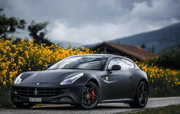 Black, Ferrari, Ferrari, Front, Black, Supercar, Italian, Supercar