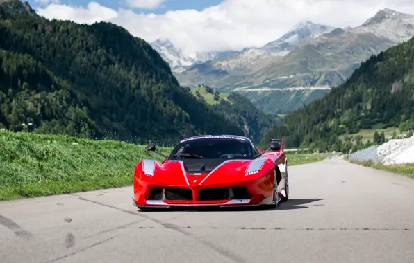 Picture mountains, Ferrari, racing track, FXX K