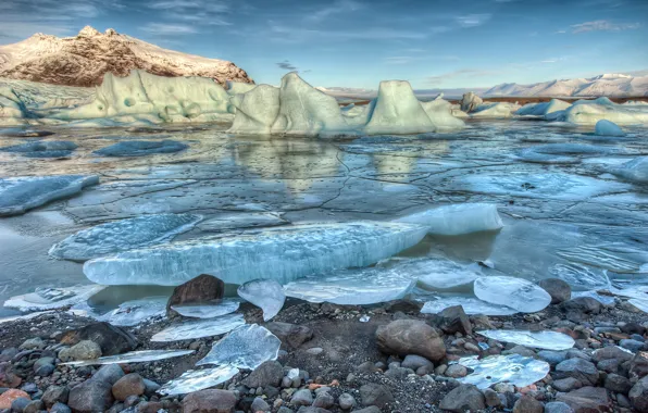 Picture stones, ice, Iceland