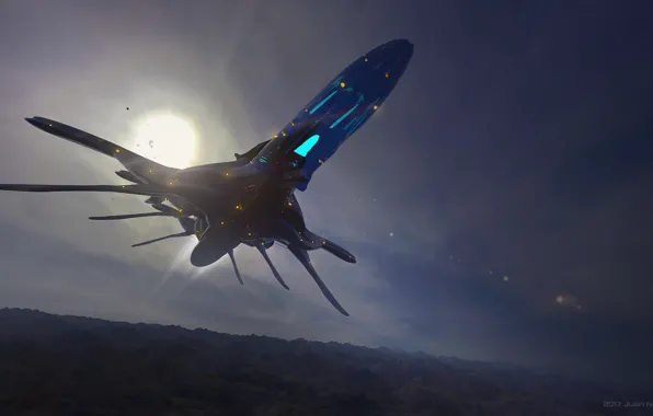 Aircraft, alien ship, Juan Novelletto, sketh in