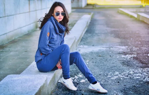 Girl, white, fashion, winter, sun, cold, portrait, Ikoseomer