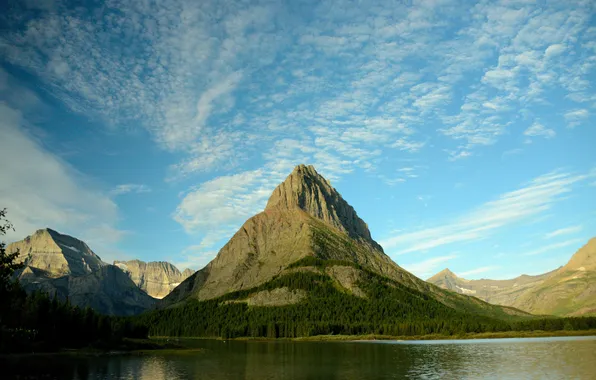 USA, Glacier National Park, Montana, Clements mountain, the Swiftcurrent lake