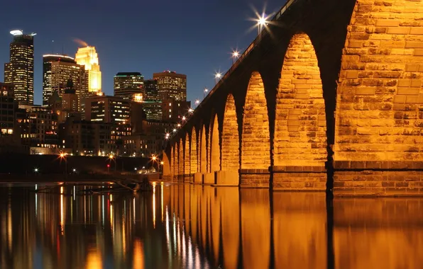 Bridge, the city, river, Minneapolis, Mississippi