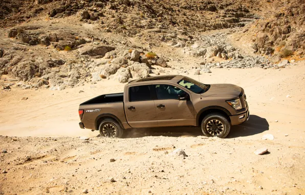 Sand, stones, Nissan, pickup, Titan, 2020, Pro-4X