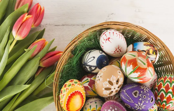 Flowers, spring, Tulips, Easter, Eggs, Holiday
