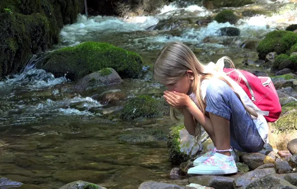 Picture nature, river, girl