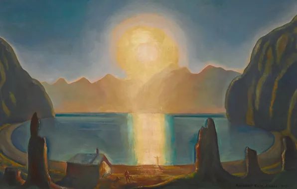 Picture sea, landscape, mountains, picture, Rockwell Kent, Rockwell Kent, Vnutri Sun