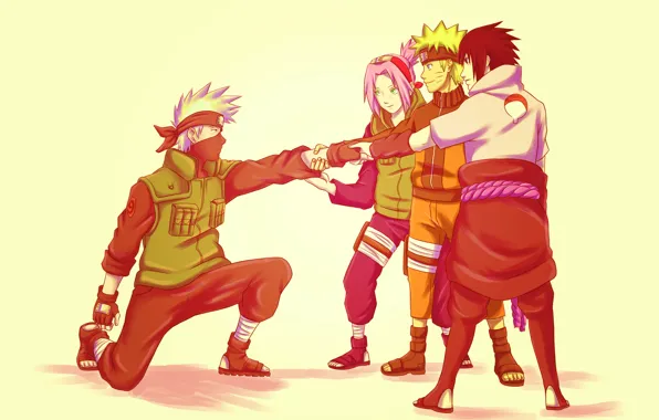 Naruto, art, sakura, sasuke, team 7, kakashi, espurrfect