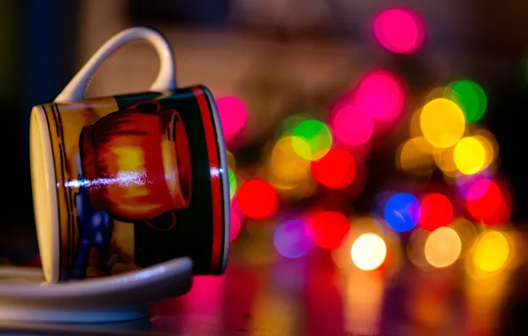 Reflection, figure, handle, Cup, saucer